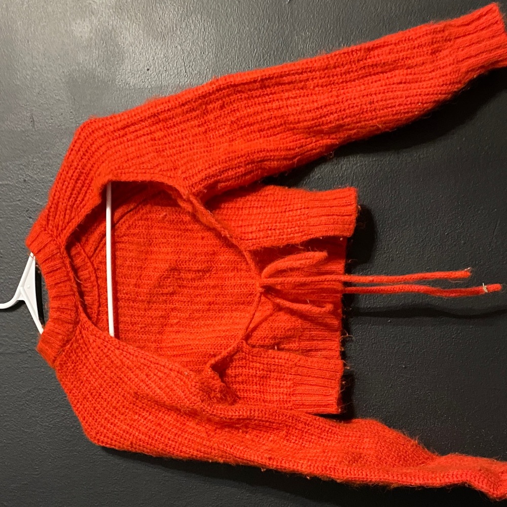 Vibrant Orange Knit Cardigan